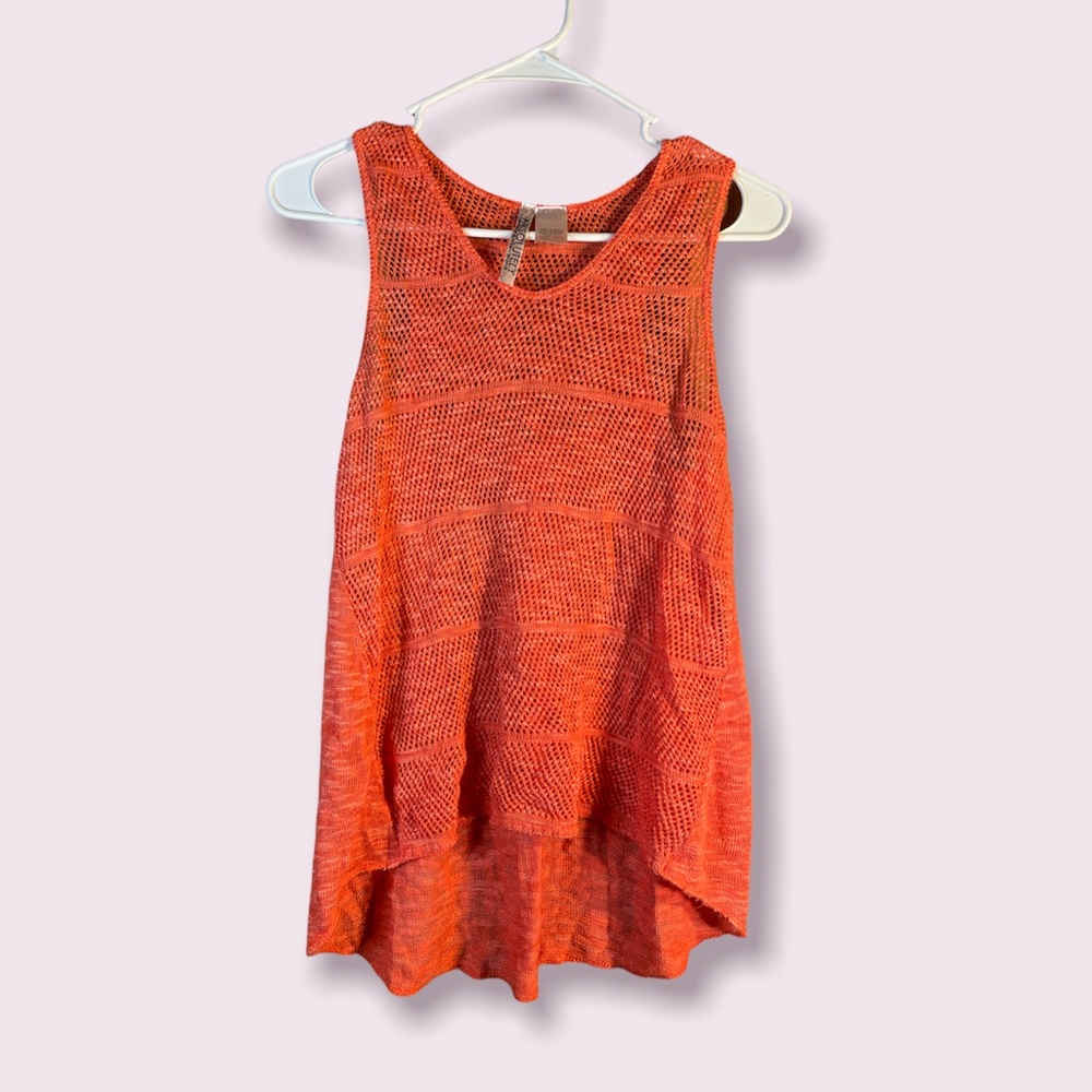 Coral Crochet Cover Up Shirt